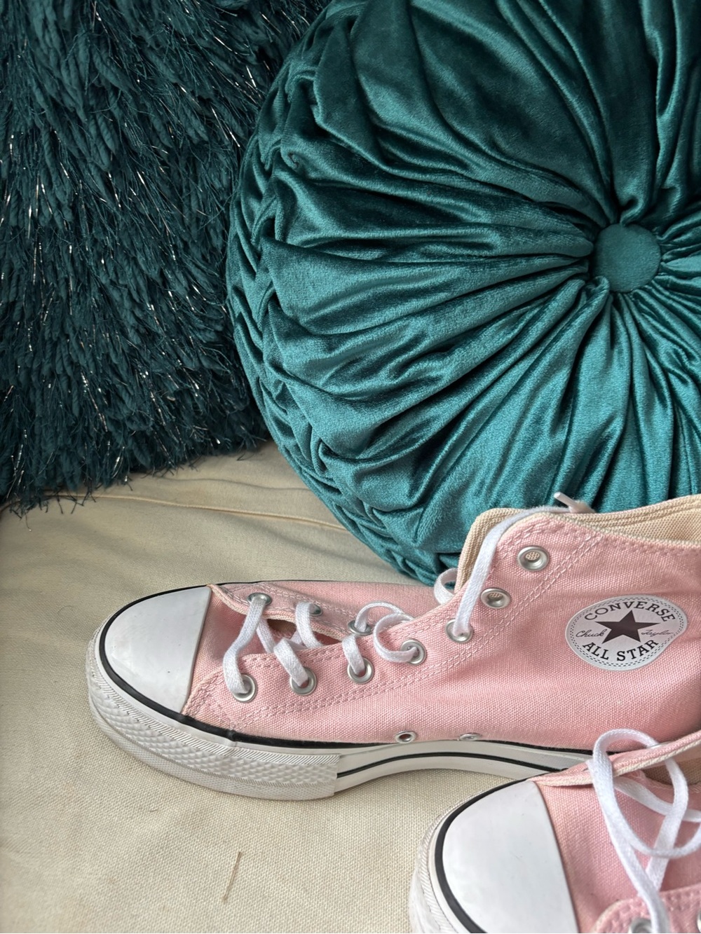 Converse High Top Sneakers in Light Pink Canvas - Picture 3 of 6